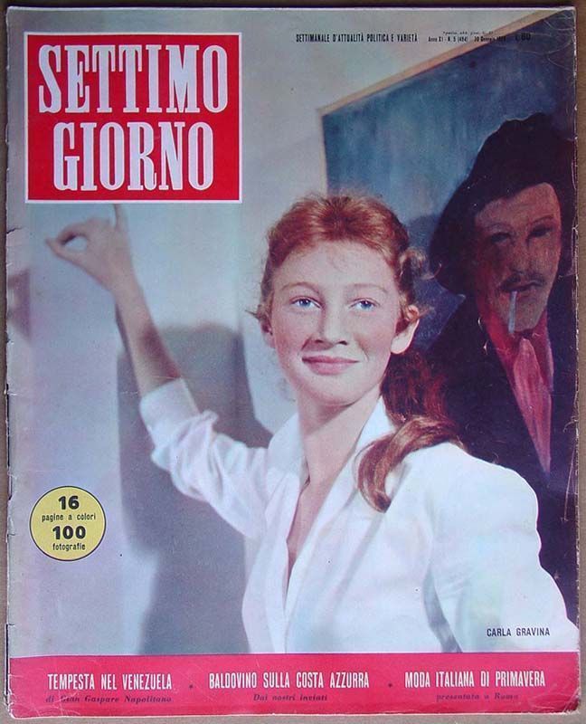 SETTIMO GIORNO magazine side cover Issue 484 30 January 1958