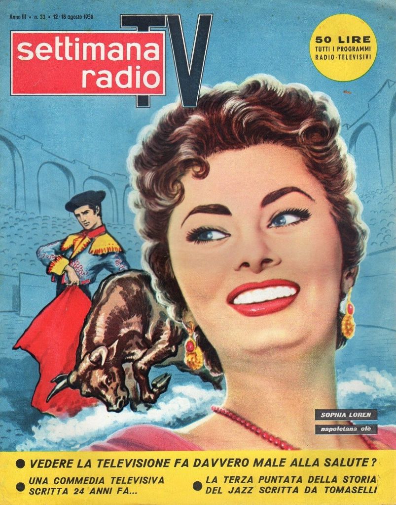 SETTIMANA RADIO TV magazine side cover 12 August 1956