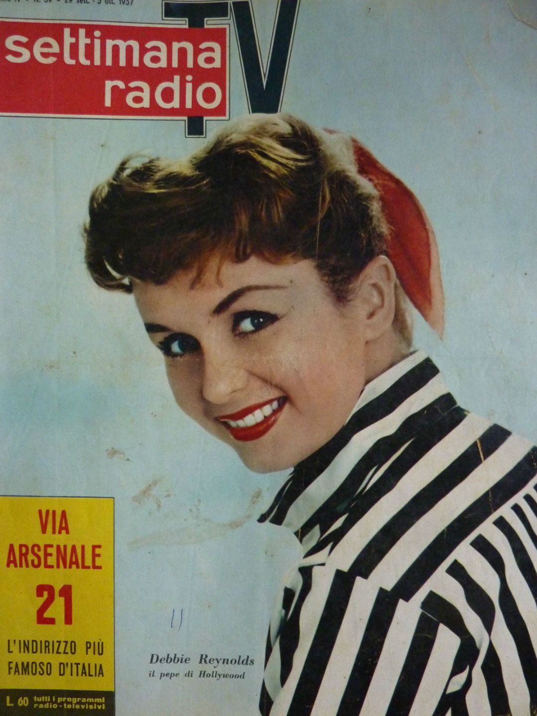 SETTIMANA RADIO TV magazine side cover 29 September 1957