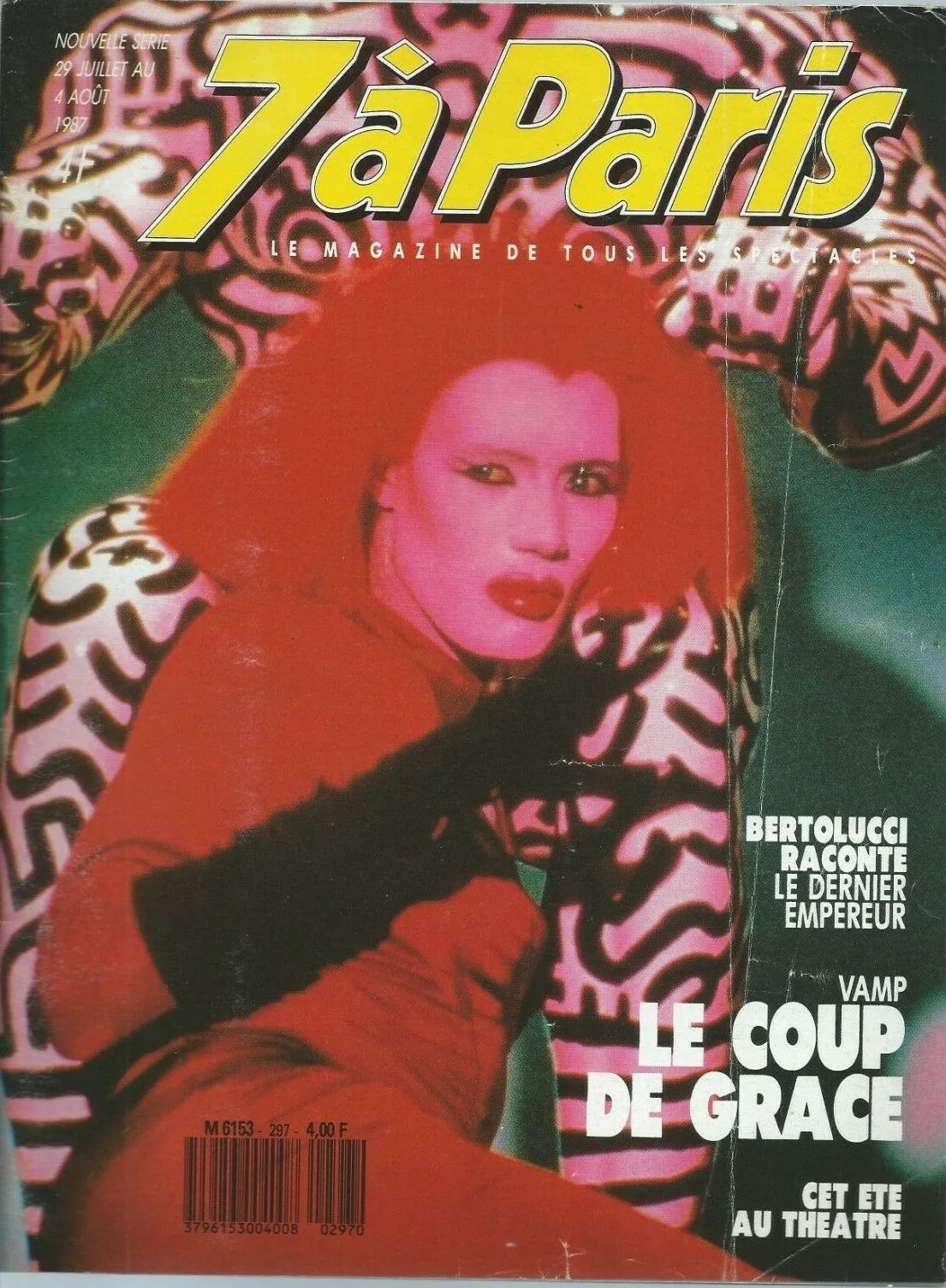 SEVEN A PARIS magazine side cover 29 July 1987
