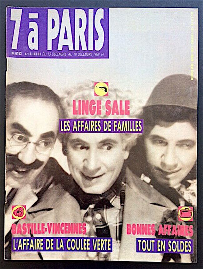 SEVEN A PARIS magazine side cover Issue 421 13 December 1989