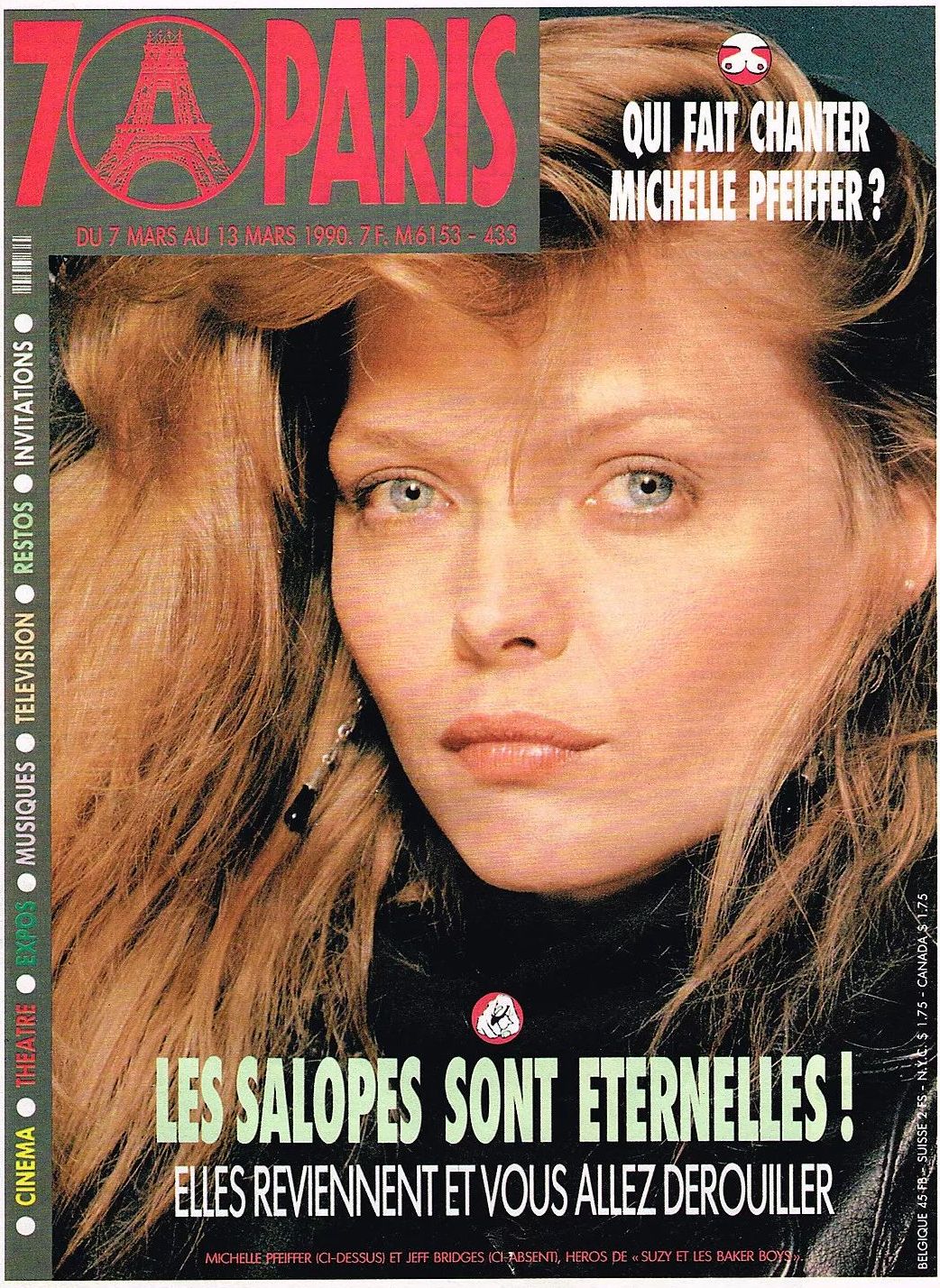 SEVEN A PARIS magazine side cover Issue 433 7 March 1990