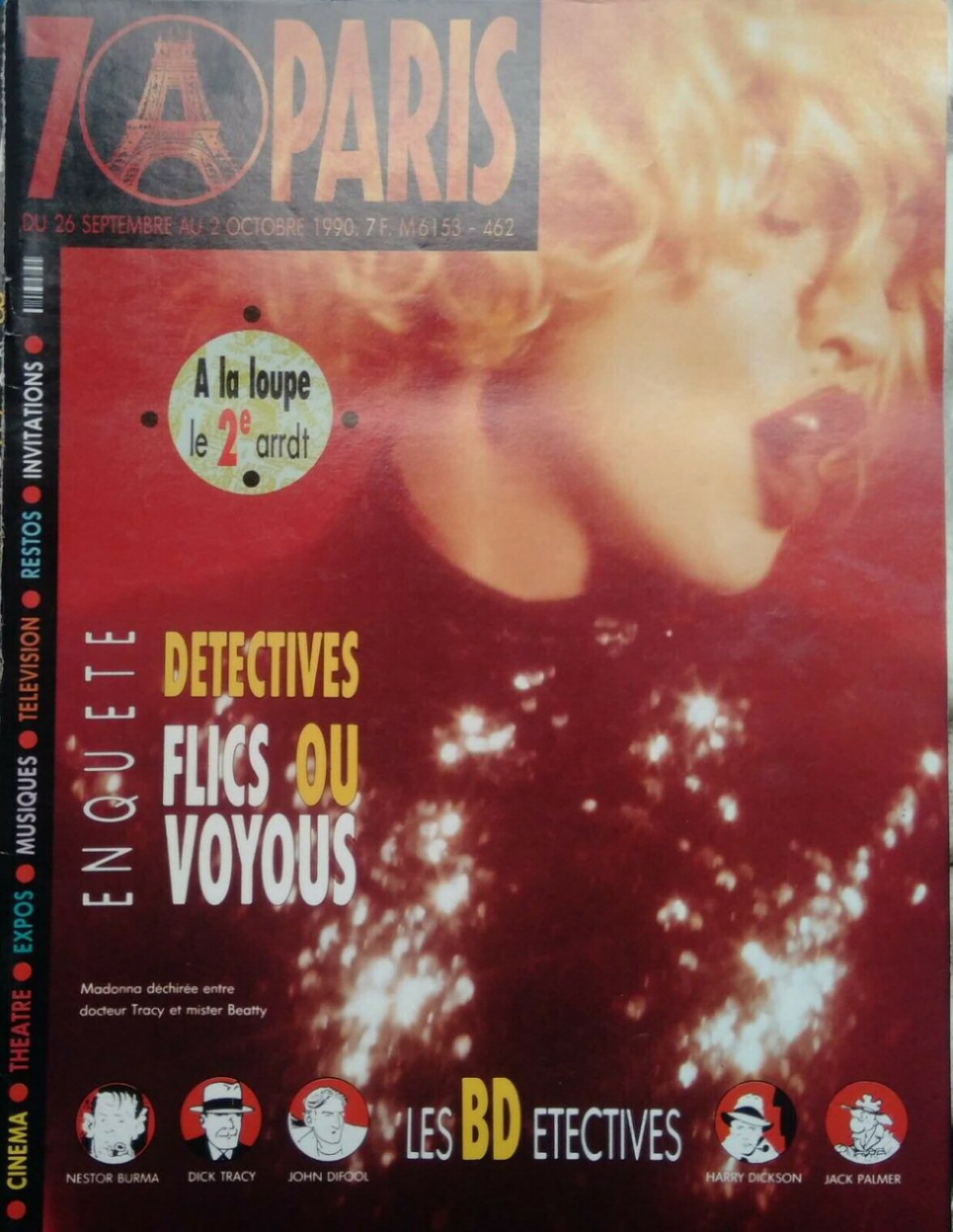 SEVEN A PARIS magazine side cover Issue 462 26 September 1990