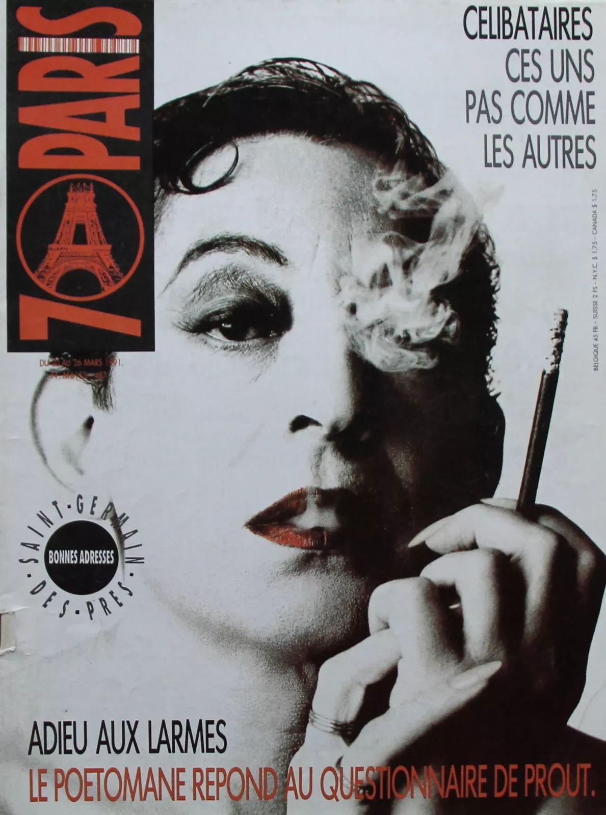 SEVEN A PARIS magazine side cover 20 March 1991