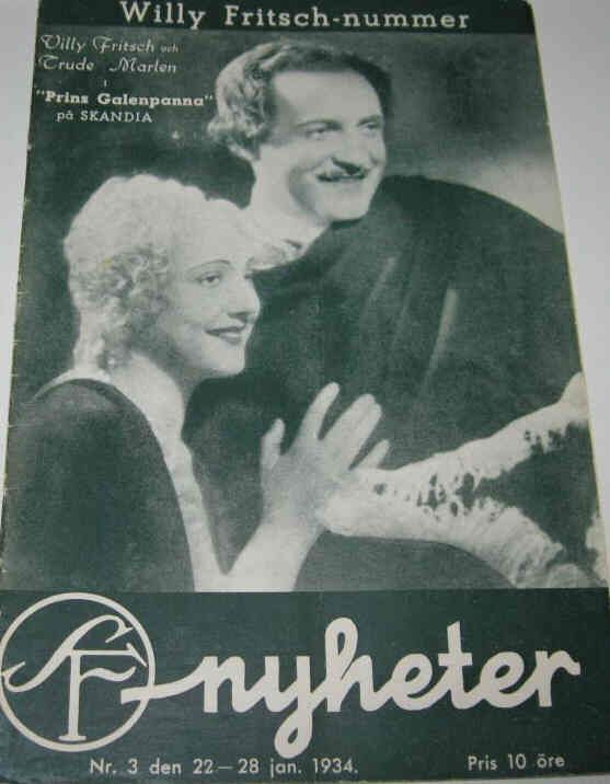SF NYHETER magazine side cover Issue 3  1934