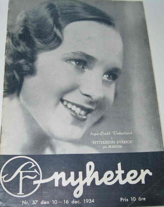 SF NYHETER magazine side cover Issue 37  1934