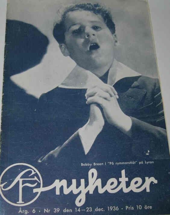 SF NYHETER magazine side cover Issue 39  1936