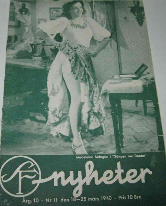 SF NYHETER magazine side cover Issue 11  1940