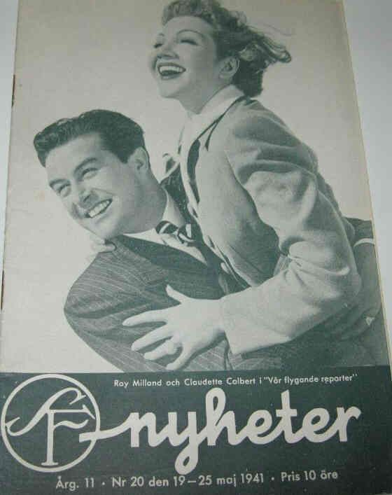 SF NYHETER magazine side cover Issue 20  1941