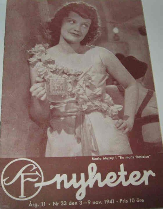 SF NYHETER magazine side cover Issue 33  1941