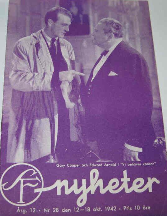 SF NYHETER magazine side cover Issue 28  1942