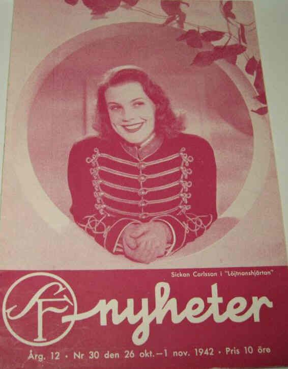SF NYHETER magazine side cover Issue 30  1942
