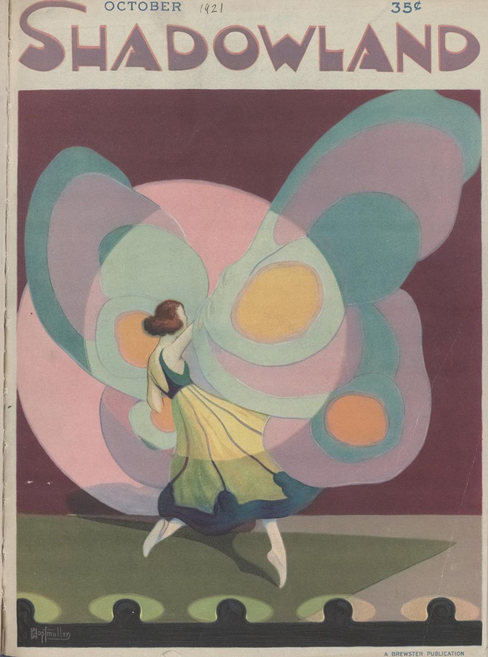 SHADOWLAND magazine side cover  Vol 5 No  2  October 1921