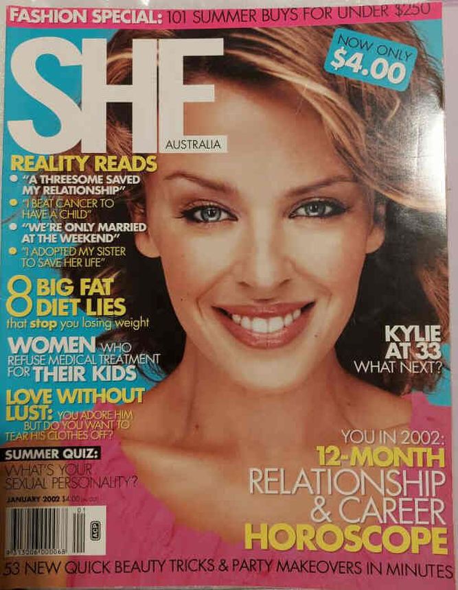 SHE AUSTRALIA magazine side cover  January 2002