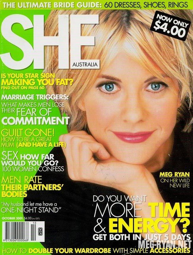 SHE AUSTRALIA magazine side cover  October 2001