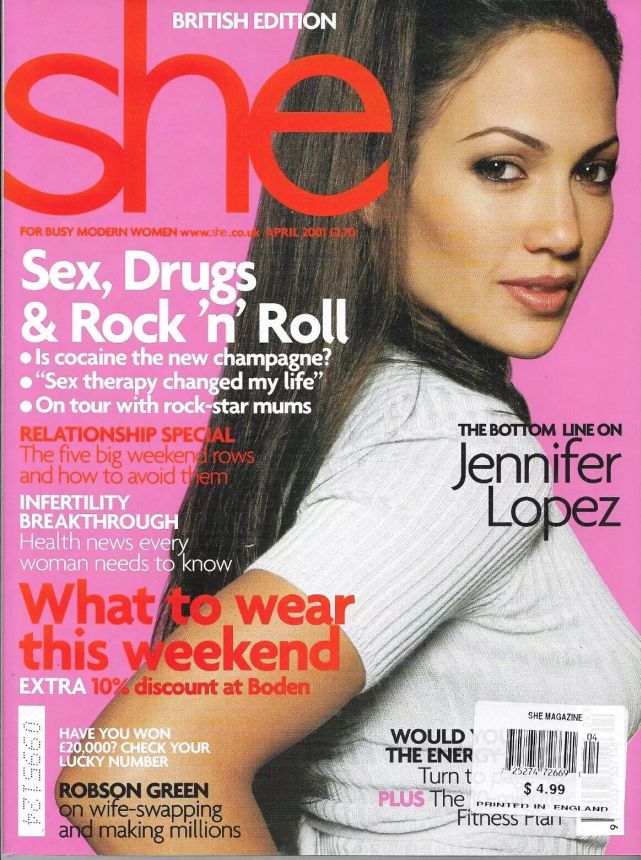 SHE UK magazine side cover  April 2001