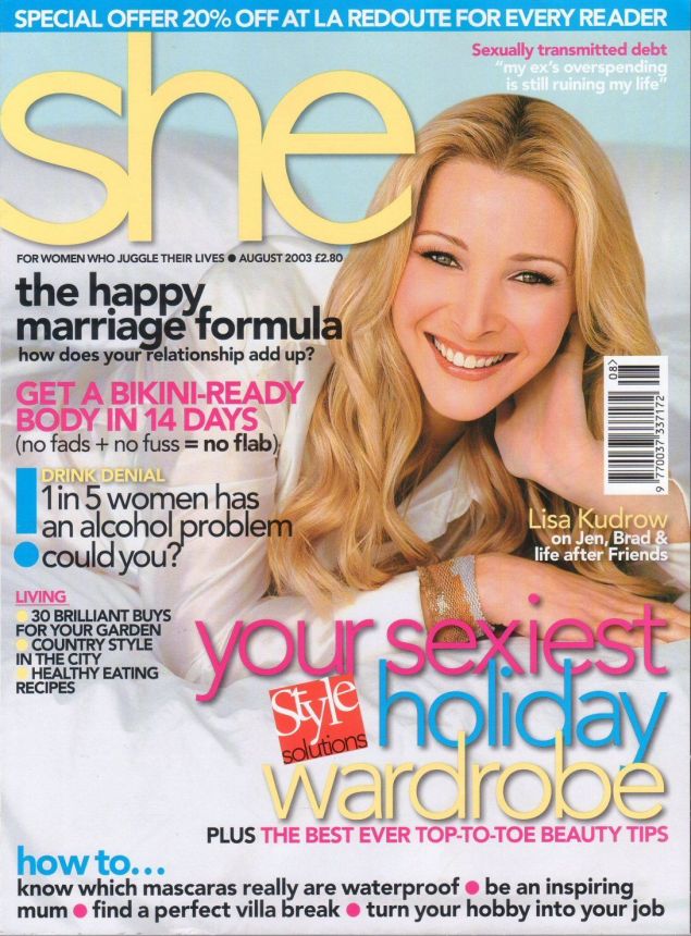 SHE UK magazine side cover  August 2003