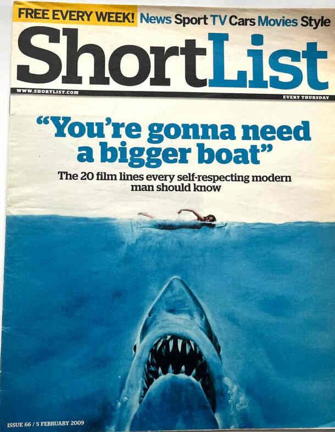 SHORTLIST magazine side cover Issue 66 5 February 2009