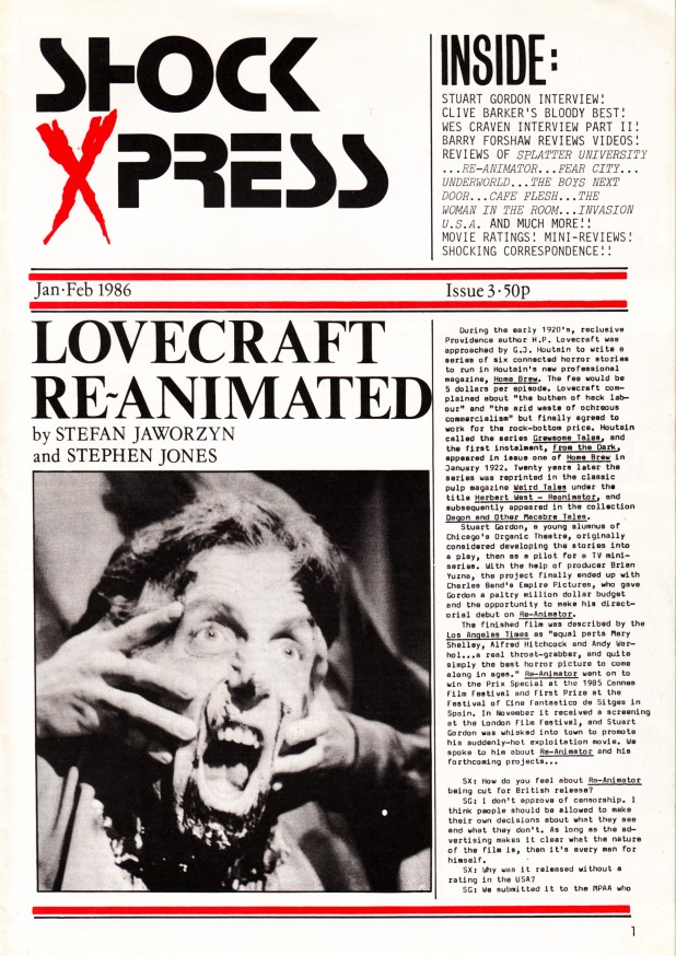 SHOCK XPRESS magazine side cover Issue 3 January/February 1986