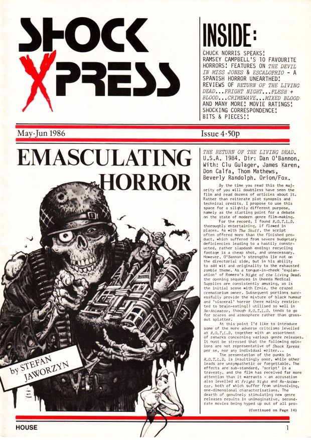 SHOCK XPRESS magazine side cover Issue 4 May/June 1986