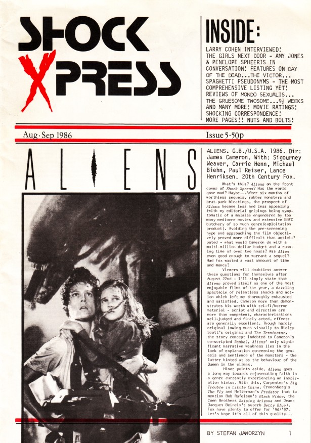 SHOCK XPRESS magazine side cover Issue 5 August 1986