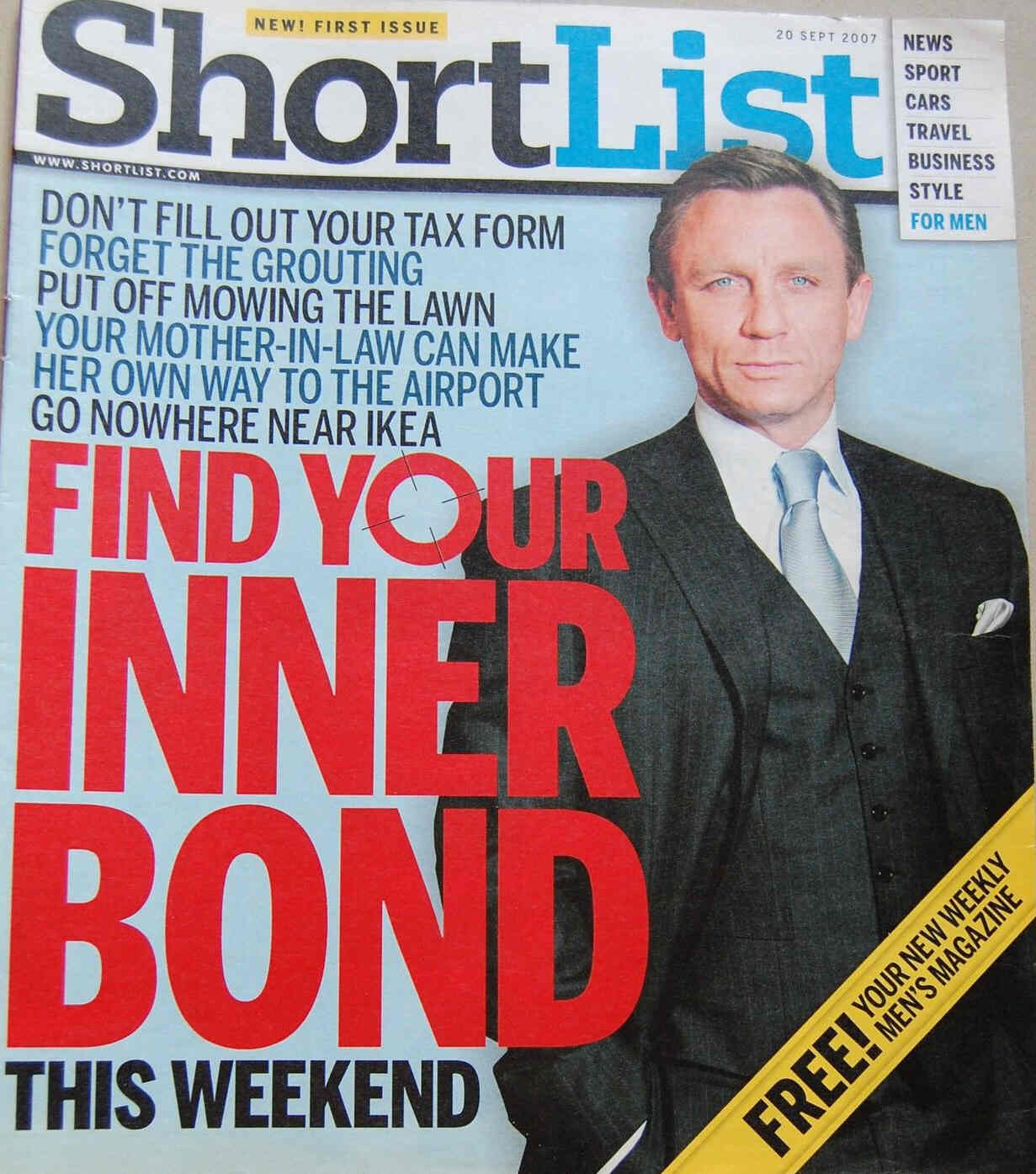 SHORTLIST magazine side cover Issue 1 20 September 2007