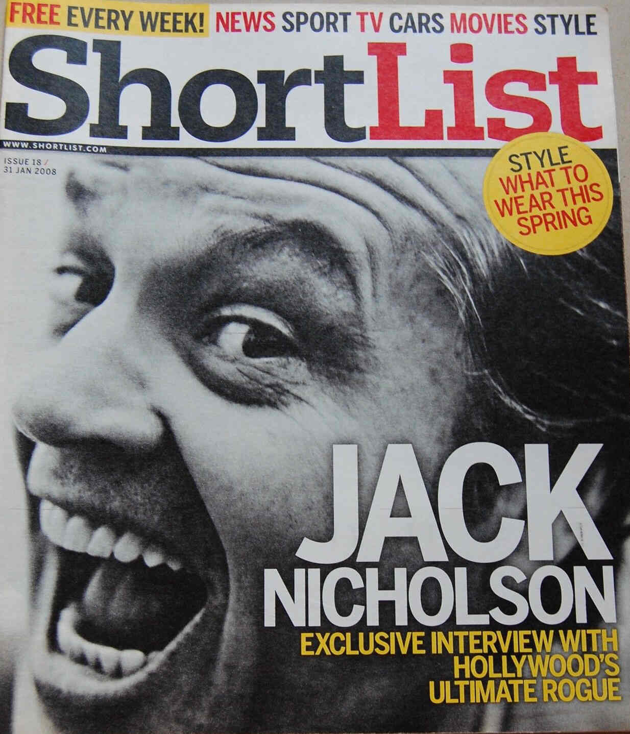 SHORTLIST magazine side cover Issue 18 31 January 2008