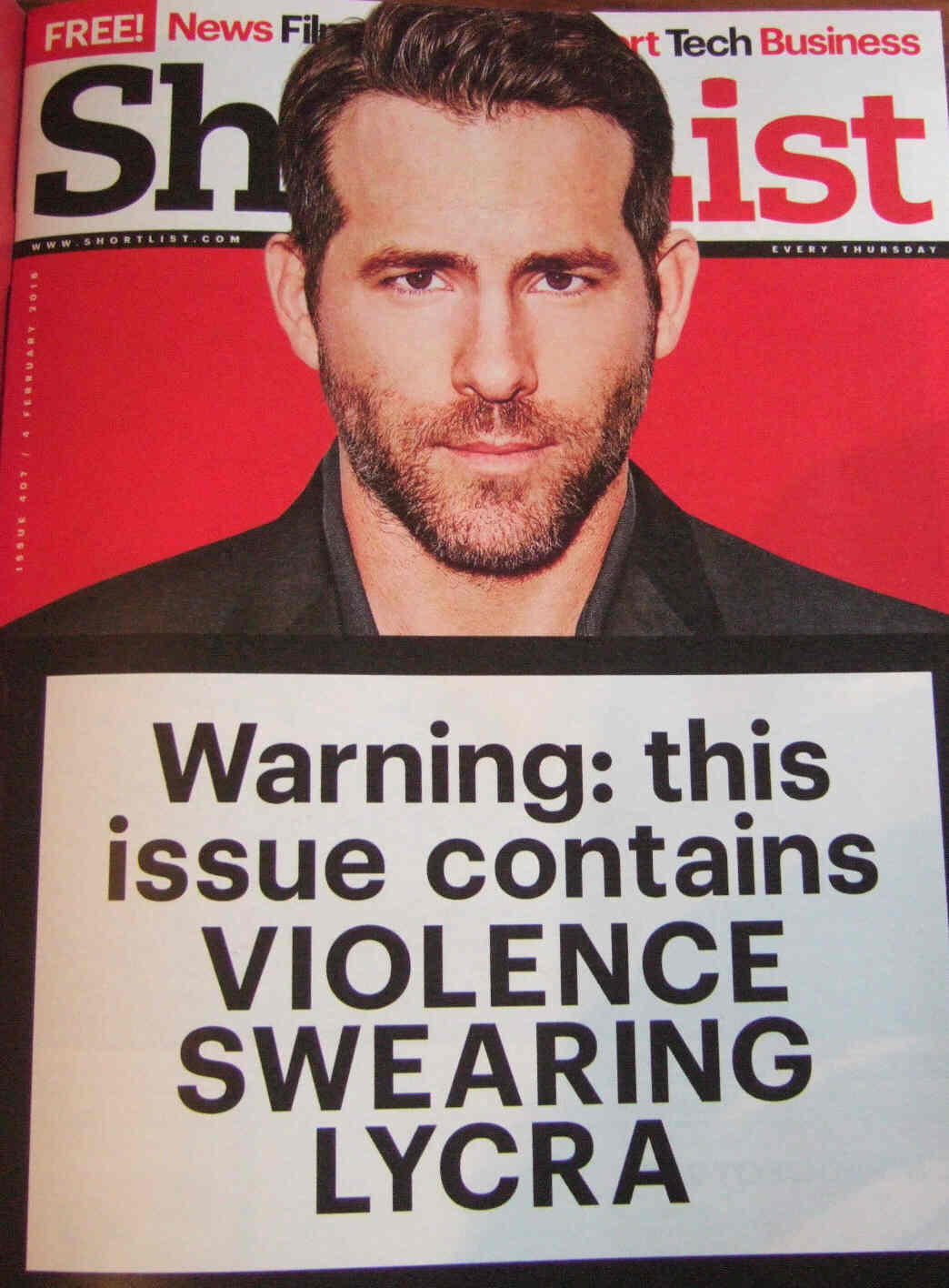 SHORTLIST magazine side cover Issue 407 4 February 2016