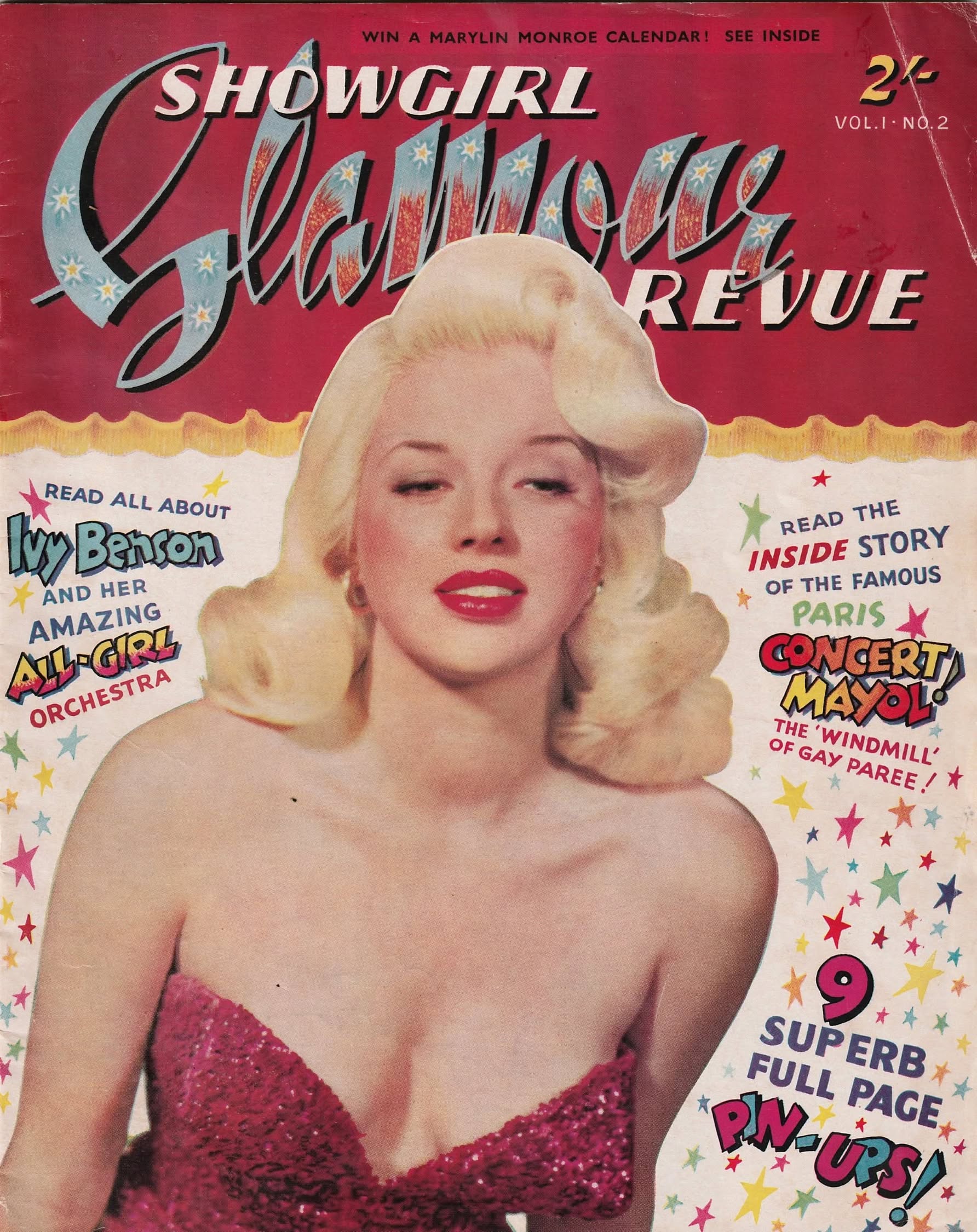 SHOWGIRL GLAMOUR REVUE magazine side cover Issue 2   1955