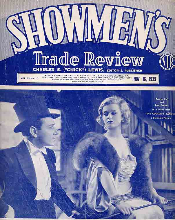 SHOWMENS TRADE REVIEW magazine side cover Vol 13 # 10 November 16 1935