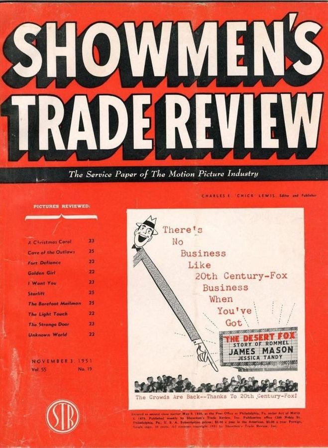 SHOWMENS TRADE REVIEW magazine side cover 3 November 1951