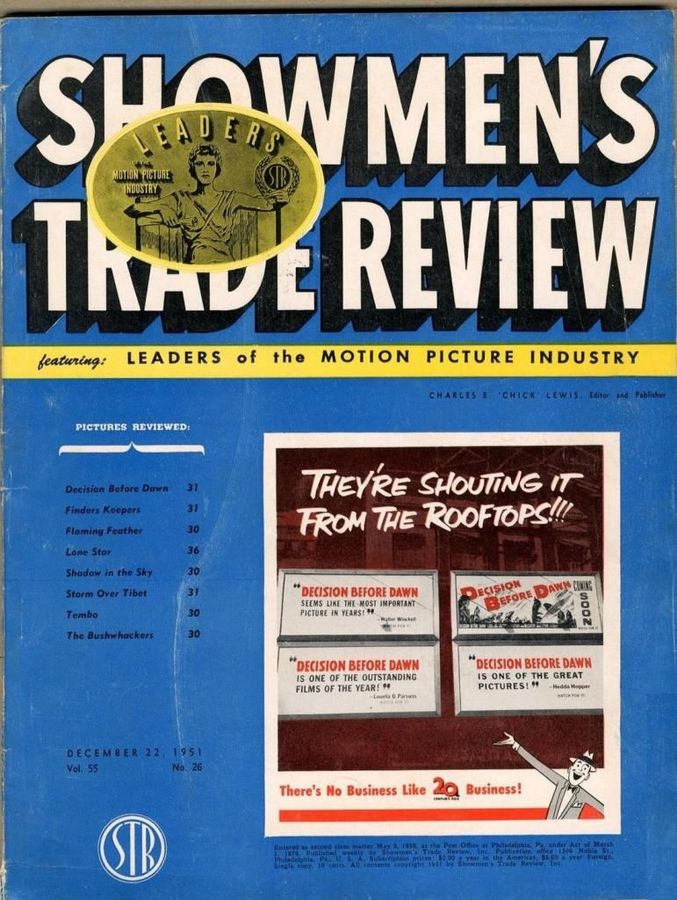 SHOWMENS TRADE REVIEW magazine side cover 22 December 1951
