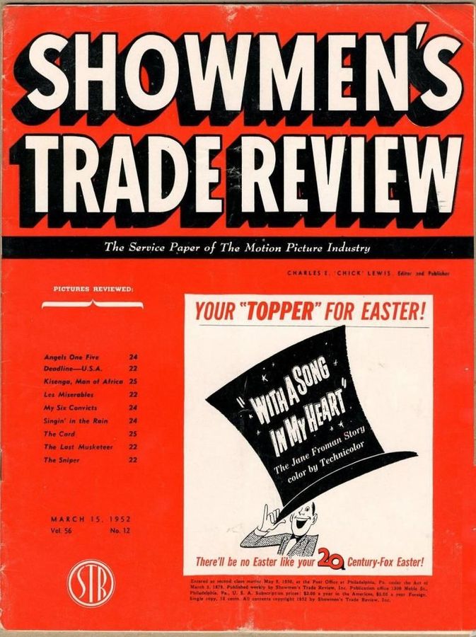 SHOWMENS TRADE REVIEW magazine side cover 15 March 1952
