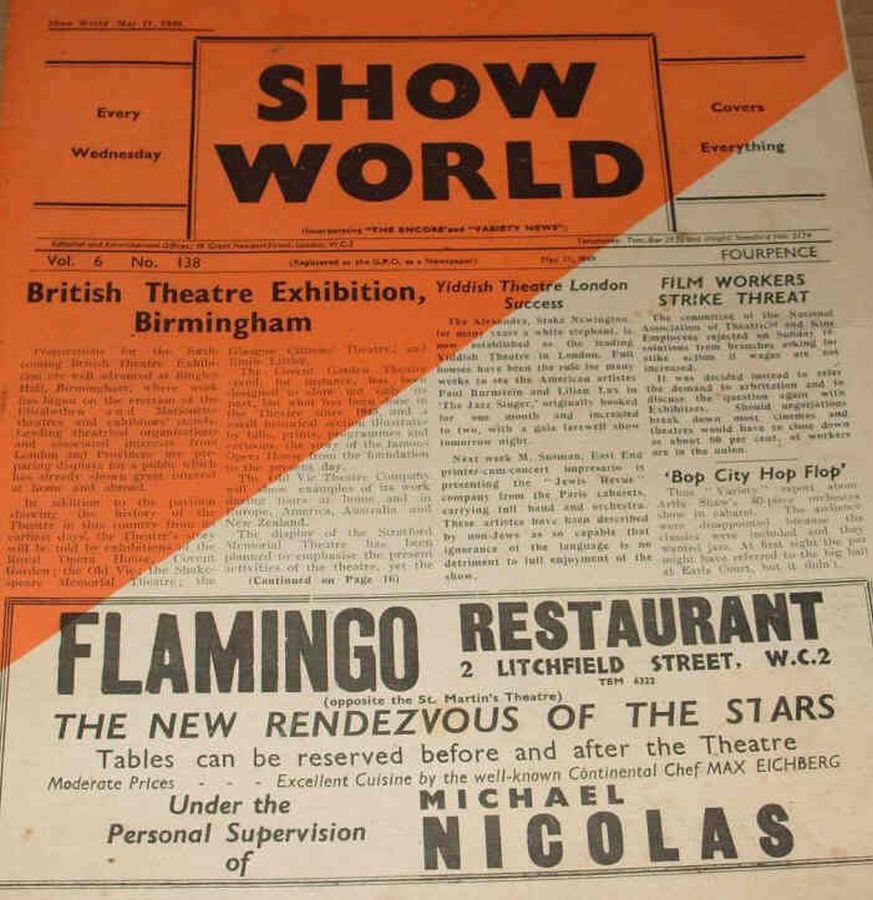 SHOW WORLD magazine side cover Issue 138 11 May 1949