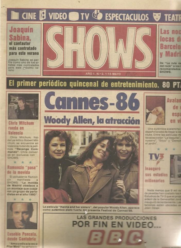 SHOWS magazine side cover Issue 2  May 1986