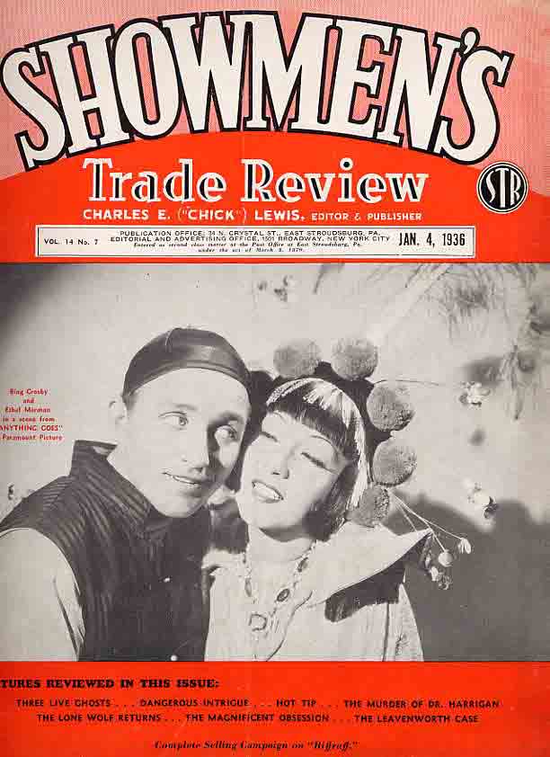 SHOWMENS TRADE REVIEW magazine side cover 4 January 1936