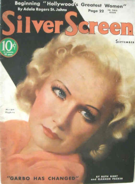 SILVER SCREEN magazine side cover September 1933