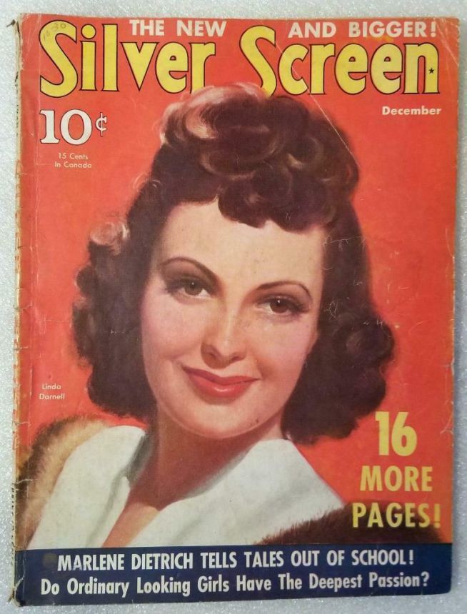 SILVER SCREEN magazine side cover December 1940