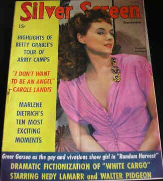SILVER SCREEN magazine side cover December 1942