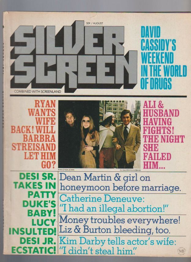 SILVER SCREEN magazine side cover August 1971