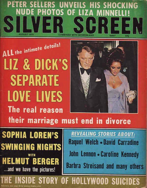SILVER SCREEN magazine side cover August 1974