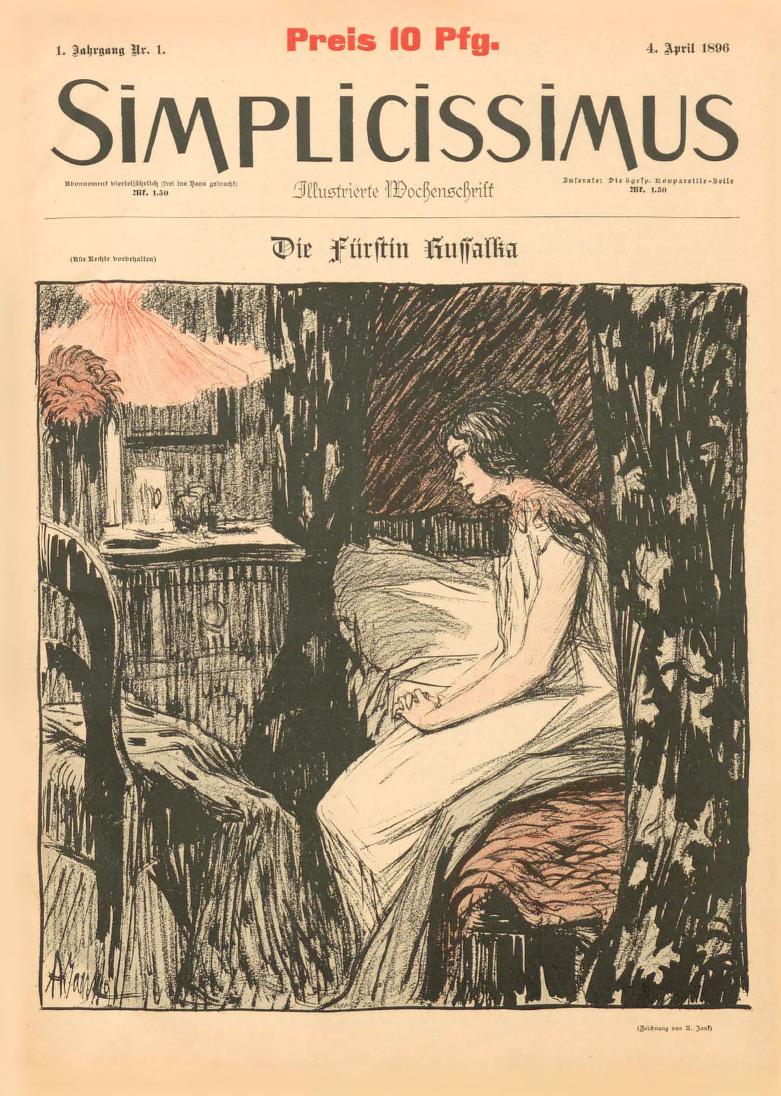 SIMPLICISSIMUS magazine side cover  Vol 1 No  1 4 April 1896