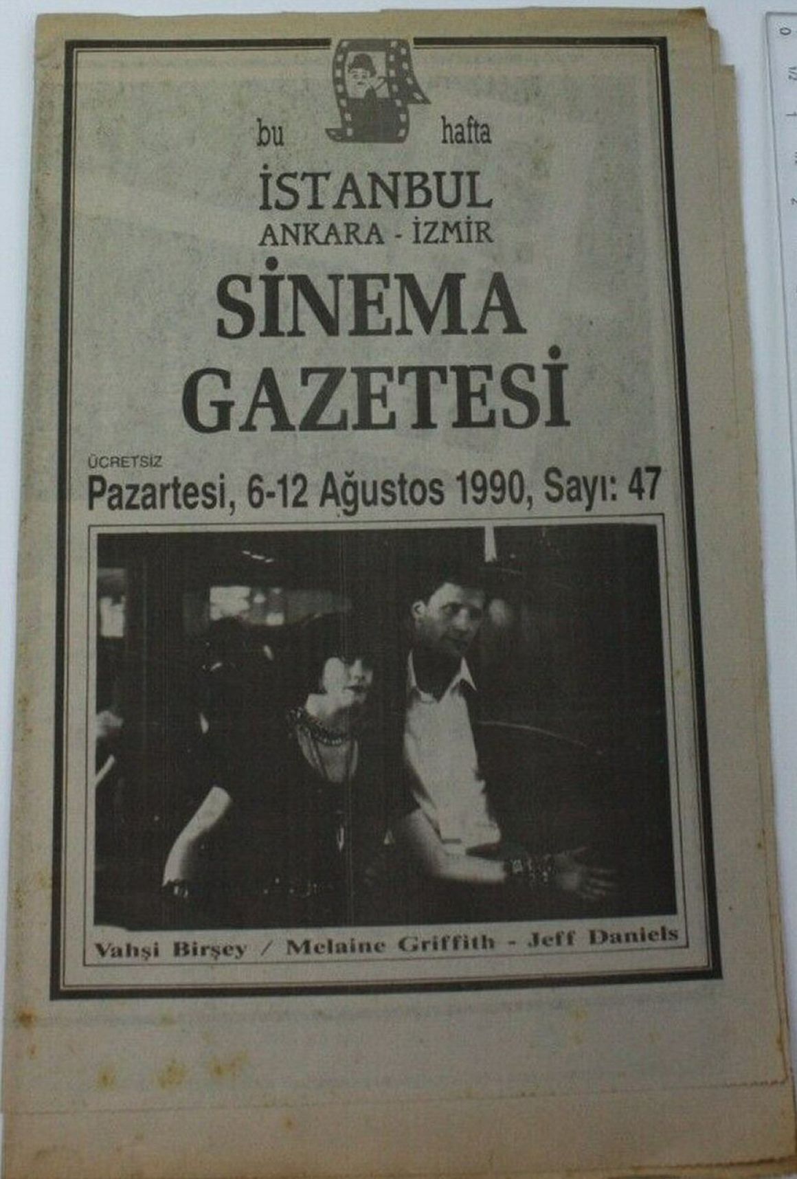 SINEMA GAZETESI (1990S) magazine side cover Issue 47 6 August 1990