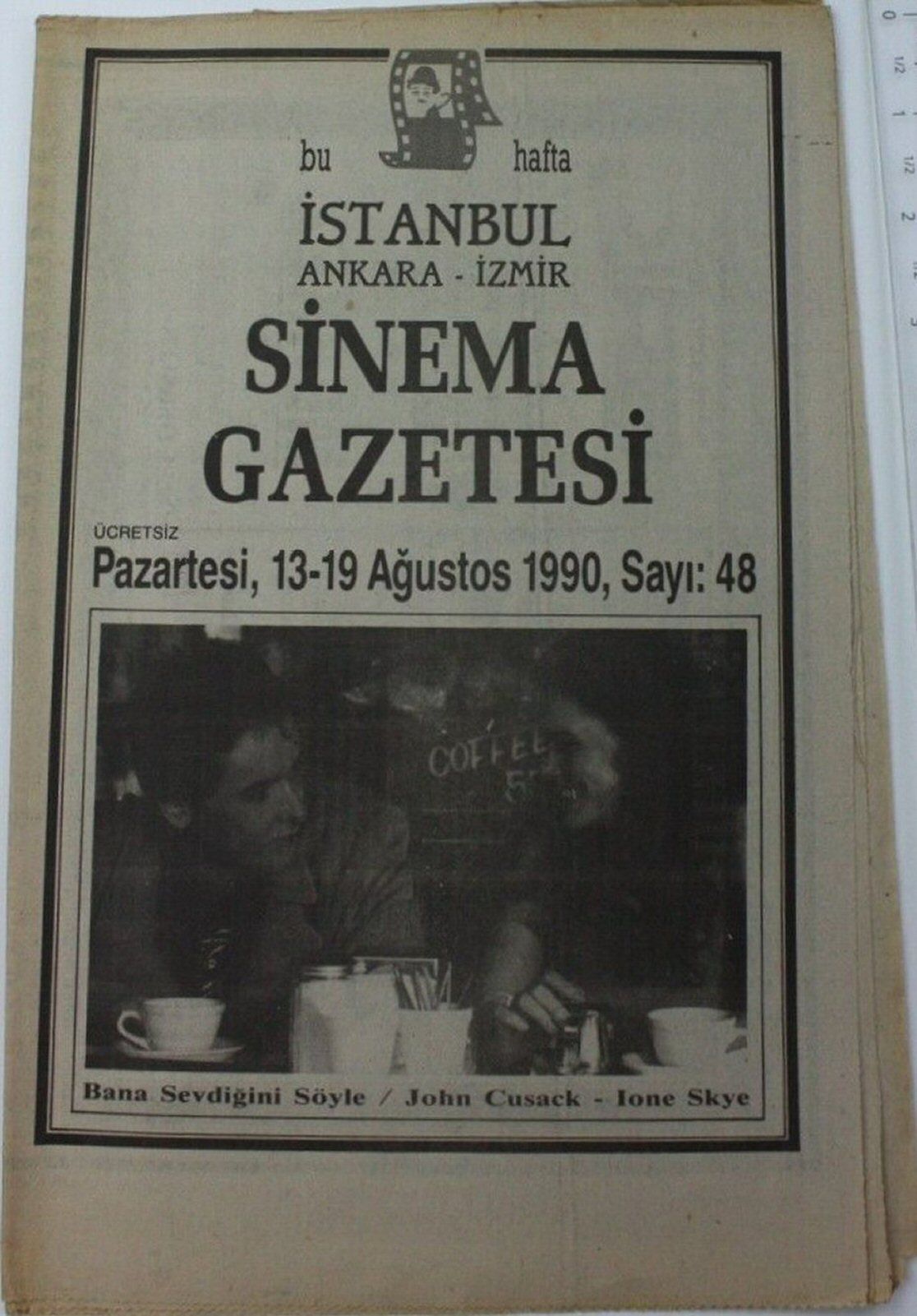 SINEMA GAZETESI (1990S) magazine side cover Issue 48 13 August 1990