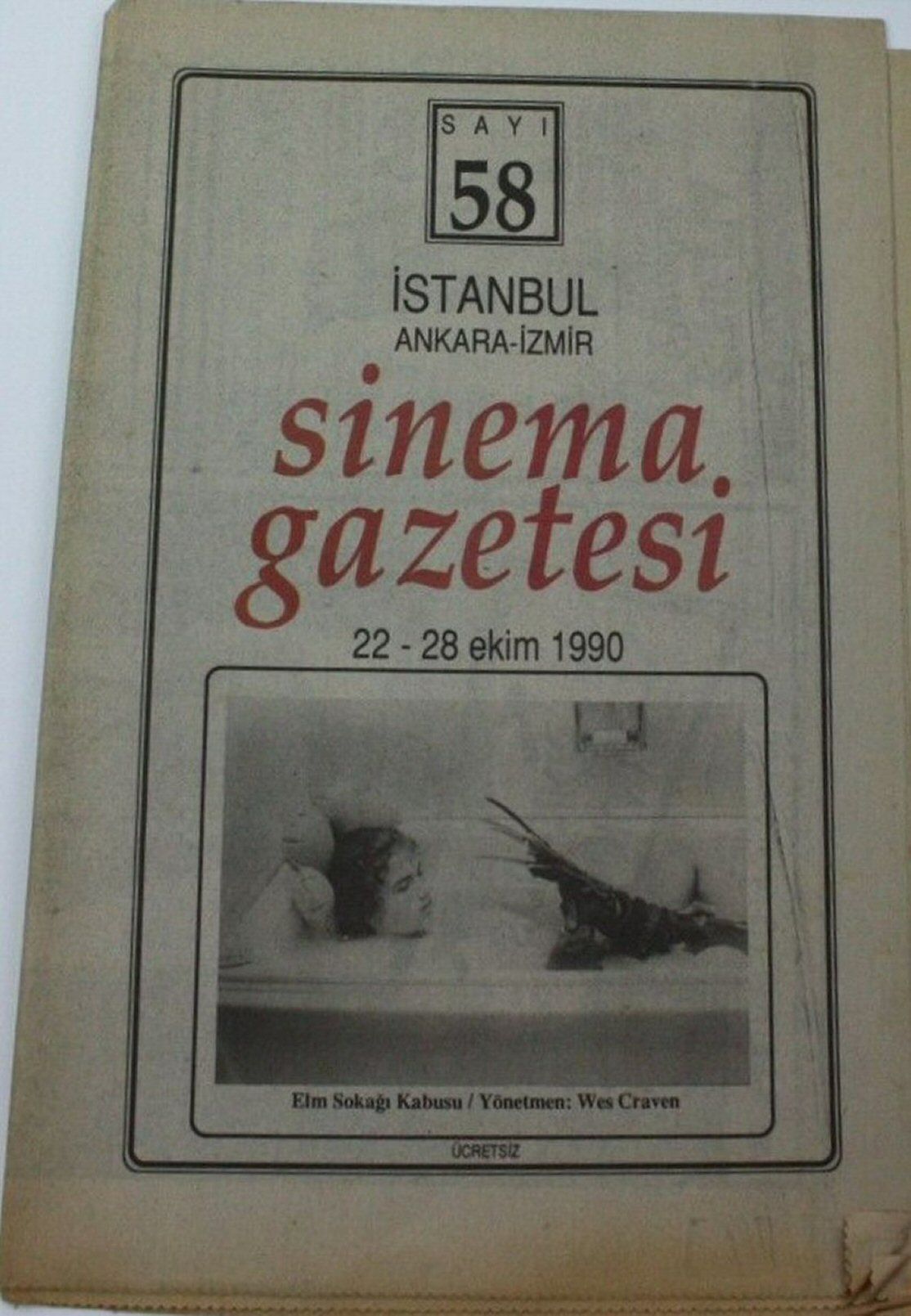 SINEMA GAZETESI (1990S) magazine side cover Issue 58 20 October 1990