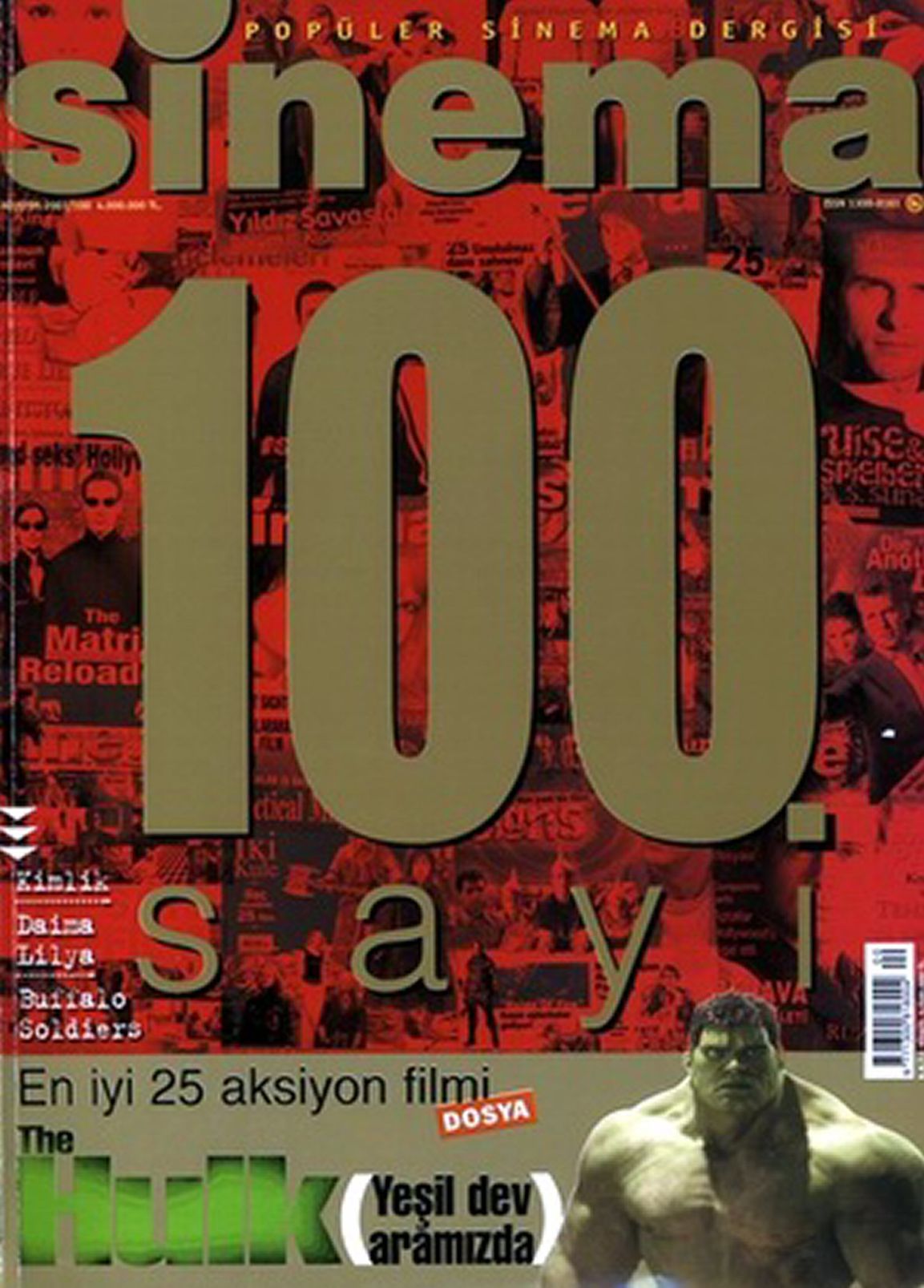 SINEMA magazine side cover Issue 100  August 2003