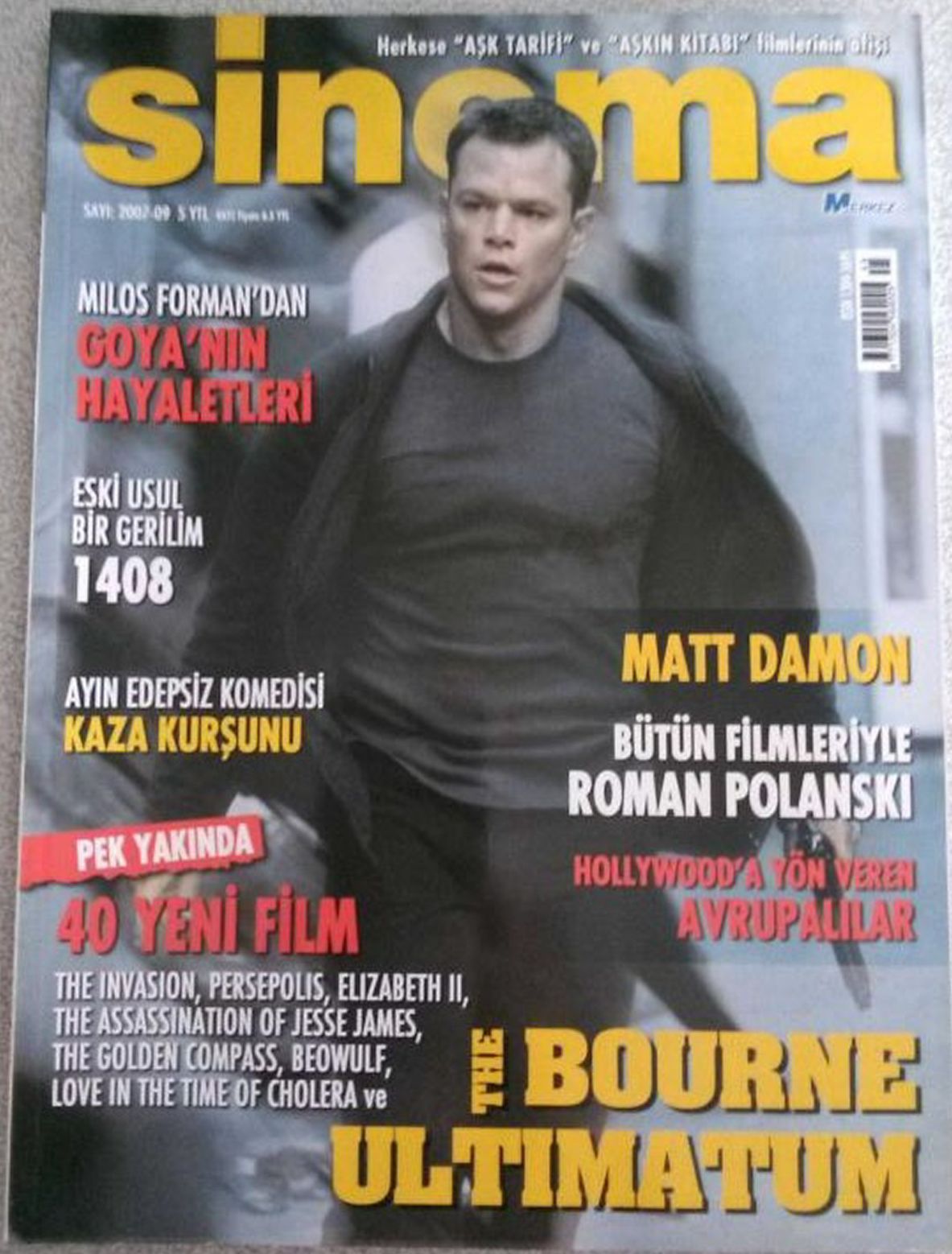 SINEMA magazine side cover  September 2007