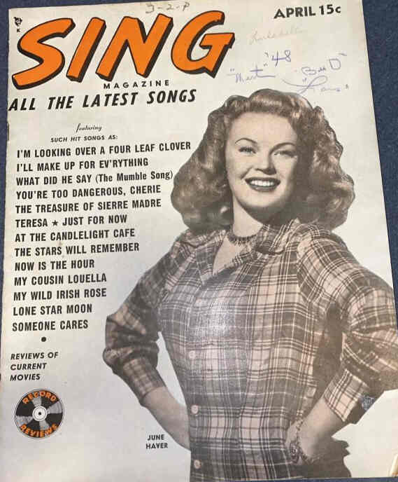 SING MAGAZINE magazine side cover  April 1948