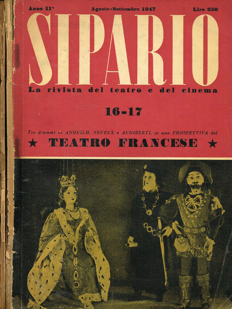 SIPARIO magazine side cover Issue 16/17 August/September 1947