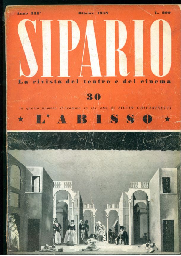 SIPARIO magazine side cover Issue 30 October 1948